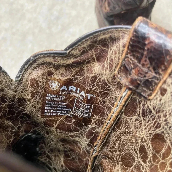 Ariat Dahlia Distressed Snip Toe Brown Leather Cowgirl Western Boots Size 7.5B - Picture 9 of 17